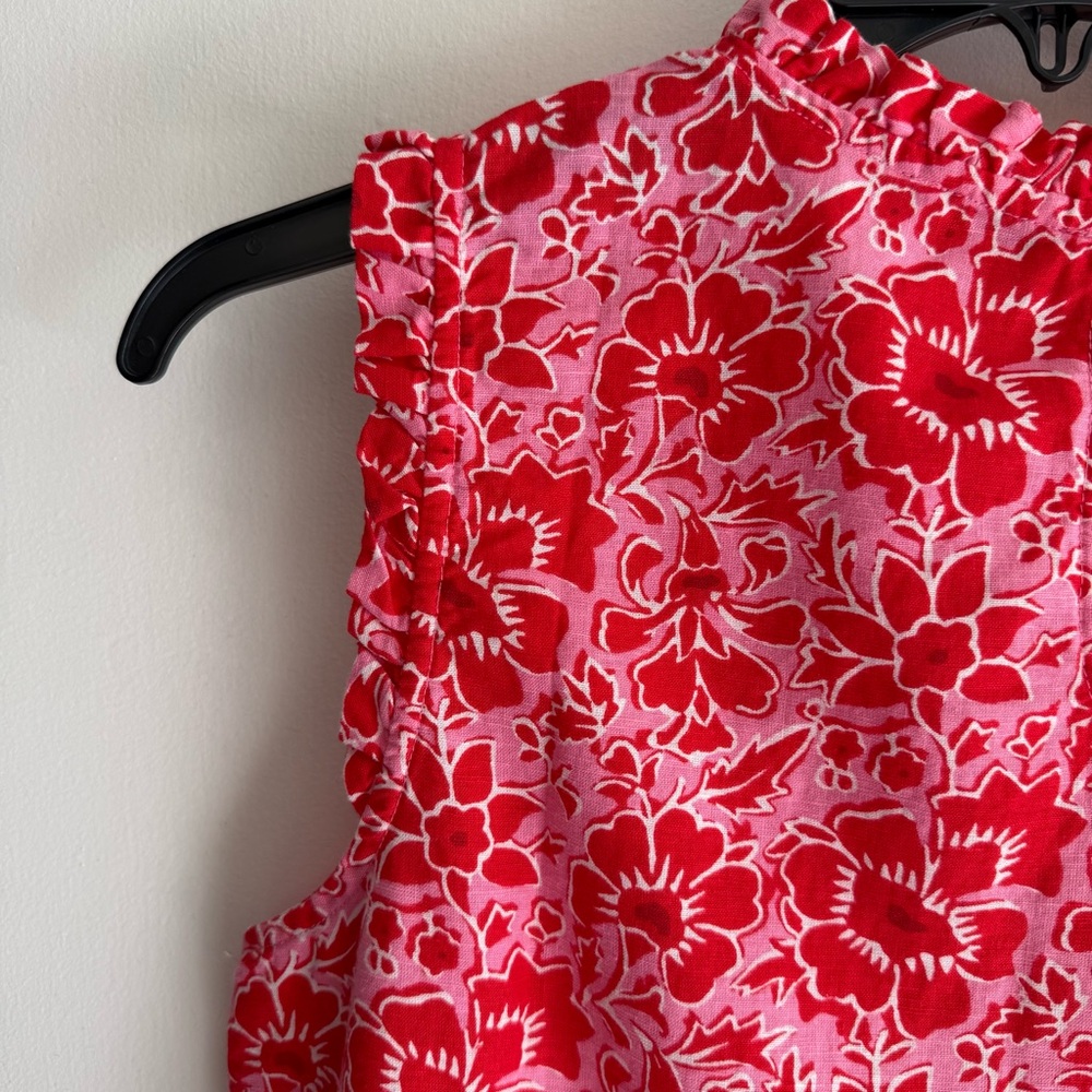J. Crew Floral Ruffle Trim Sleeveless Blouse - Picture 6 of 8